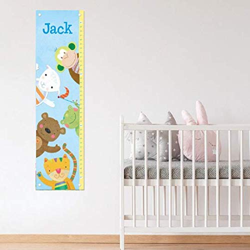 Personalized Growth Chart for Kids, Zoo Animals, Blue - I See Me!