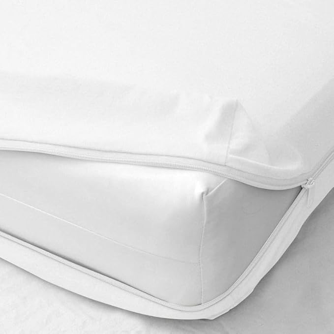 Mattress Protector Twin Size 100% Waterproof Zippered Cover, 15 Inches Deep, Six-Sided Mattress Encasement for Bed, Zipper Closure Style (White)