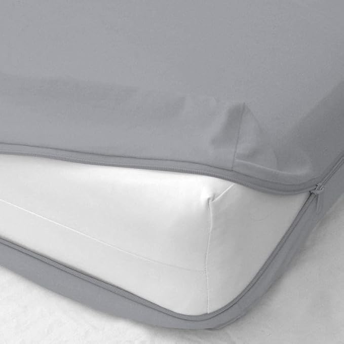 Mattress Protector Full XL Size 100% Waterproof Zippered Cover, 15 Inches Deep, Six-Sided Mattress Encasement for Bed, Zipper Closure Style (Light Grey)