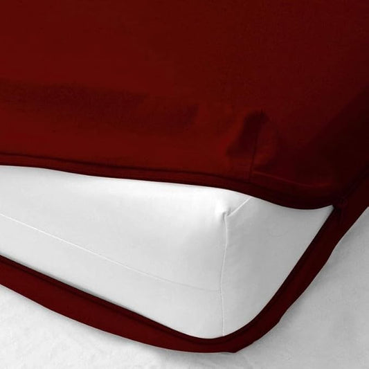 Mattress Protector Twin XL Size 100% Waterproof Zippered Cover, 15 Inches Deep, Six-Sided Mattress Encasement for Bed, Zipper Closure Style (Burgundy)