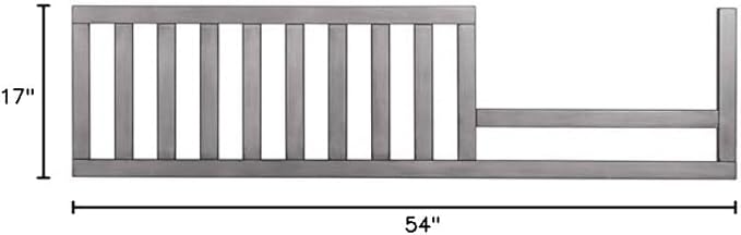Toddler Bed Safety Guard Rail for Evolur Baby Convertible Cribs - Solid Wood Rail for Convertible Crib to Toddler Bed Conversion - Safety Bed Rail for Children (Storm Grey, Model 811)