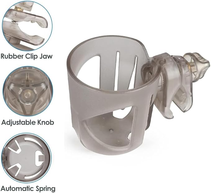New Stroller Cup Holder for Stanley Quencher H2.0 (30 & 40 Oz. Models), Also Compatible with Stanley IceFlow (20 & 30 Oz. Models) - Transparent