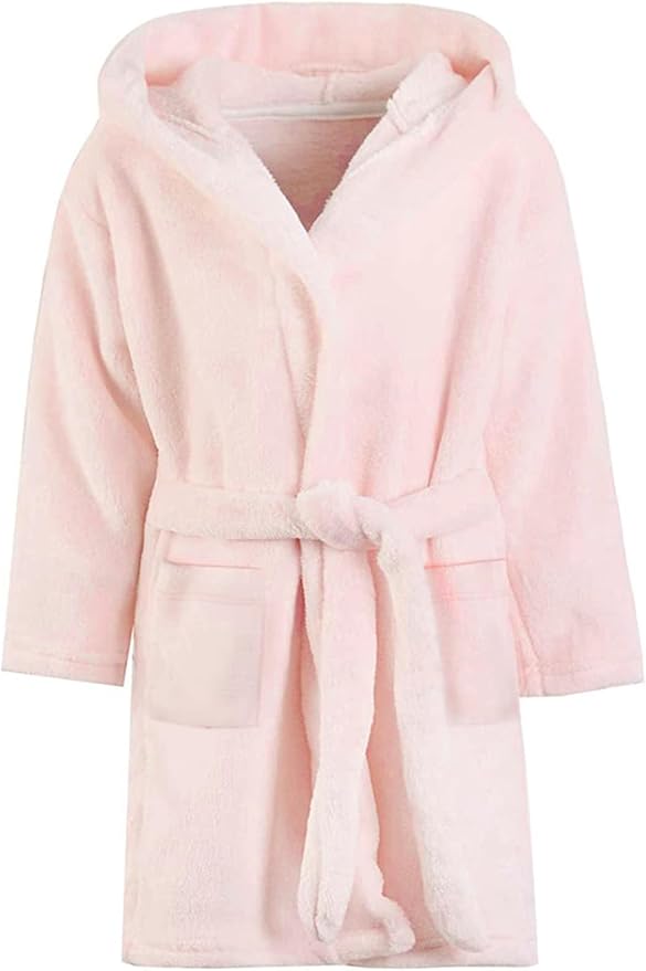 Umeyda Girls & Women Fleece Hooded Robes, Soft Fuzzy Bathrobe Warm Plush Fluffy Bath Robe for Kids Womens