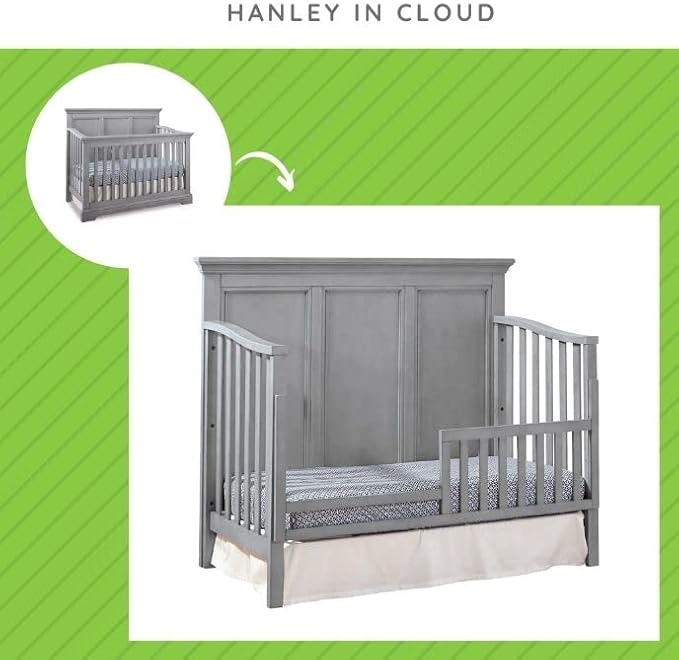 Toddler Bed Safety Guard Rail for Westwood Design Convertible Cribs - Solid Wood Rail for Convertible Crib to Toddler Bed Conversion - Safety Rails for Children's Beds (Cloud, Hanley Crib)