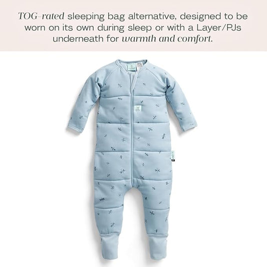 ergoPouch Sleep Onesie 3.5 TOG – Warm Baby Romper & Sleep Layer with Full-Zip, Guarding Against Blankets, Breathable & Movement-Friendly, Ideal for Transitional Sleeping (6-12 Months, Dragonflies)