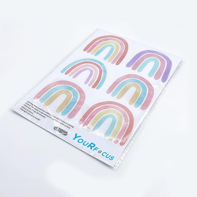 Boho Rainbow Wall Decals for Girls Bedroom 72 Pcs, Rainbow Stickers for Wall Mural Vinyl Peel and Stick DIY Decorations (12 Sheets)