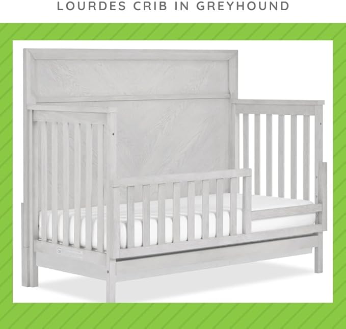 Toddler Bed Safety Guard Rail for Evolur Baby Convertible Cribs - Solid Wood Rail for Convertible Crib to Toddler Bed Conversion - Safety Bed Rail for Children (Greyhound, Model 811)