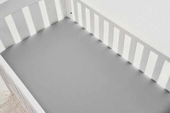 American Baby Company 2 Pack Fitted Crib Sheets 52" x 28" - Ultra Soft Microfiber Crib and Toddler Bed Sheets, White/Gray, Neutral for Boys & Girls