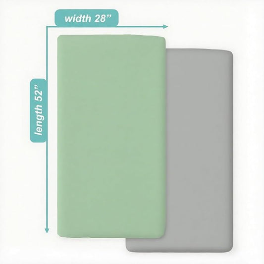American Baby Company 2 Pack Fitted Crib Sheets 52" x 28" - Ultra Soft Microfiber Crib and Toddler Bed Sheets, Gray/Green, Neutral for Boys & Girls