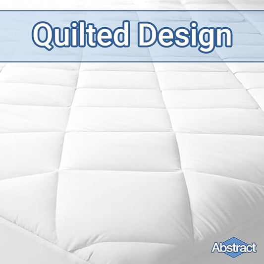 Abstract Twin Mattress Topper - Quilted, Fitted Mattress Pad Twin Deep Pockets - Breathable Cooling Soft Cotton Twin Bed Mattress Topper - Pillow Topper- 39" x75" Twin, White