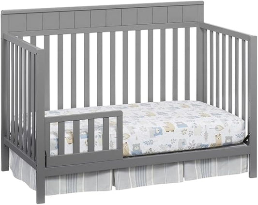 Pemberly Row Modern Wood Toddler Guard Rail in Dove Gray Finish