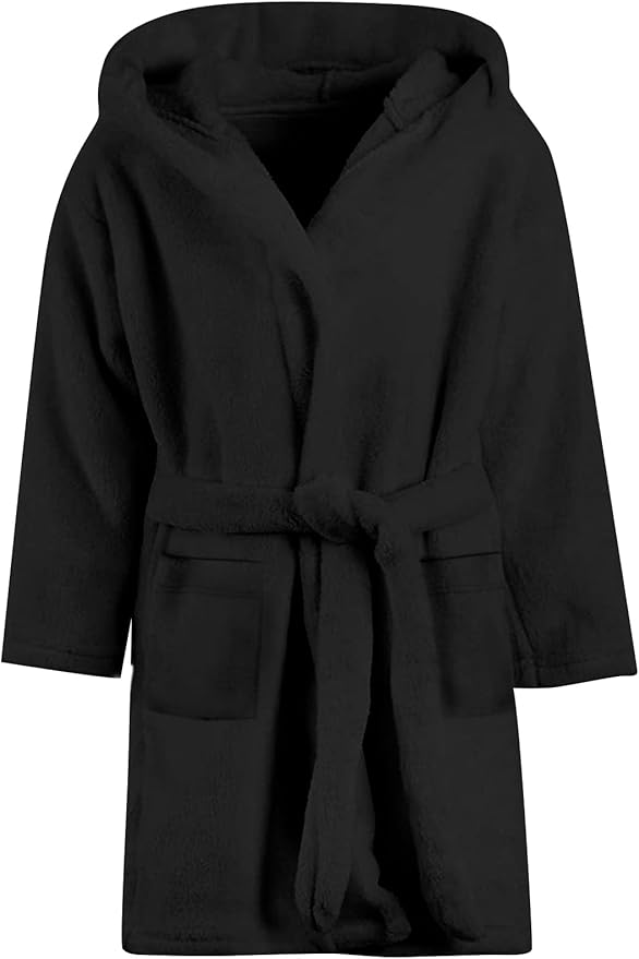 Umeyda Girls & Women Fleece Hooded Robes, Soft Fuzzy Bathrobe Warm Plush Fluffy Bath Robe for Kids Womens