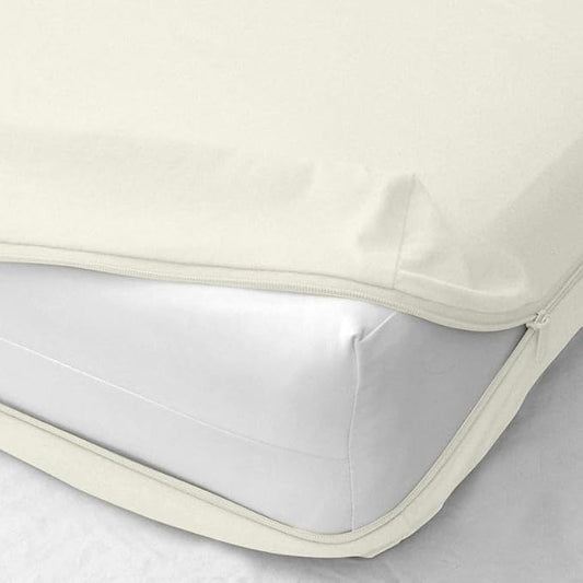 Mattress Protector Twin Size 100% Waterproof Zippered Cover, 15 Inches Deep, Six-Sided Mattress Encasement for Bed, Zipper Closure Style (Ivory)