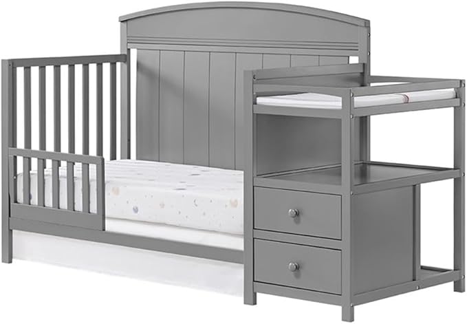 Pemberly Row Contemporary Wood Guard Rail in Dove Gray Finish