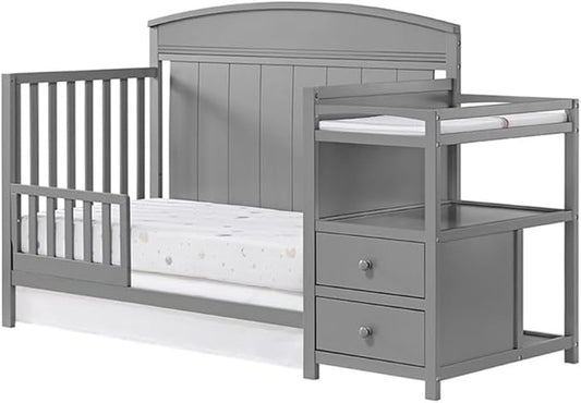 Pemberly Row Contemporary Wood Guard Rail in Dove Gray Finish