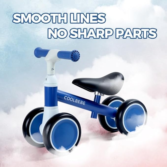 COOLBEBE Baby Balance Bike for 1 Year Old Boys Girls Gift, 2 Year Old Toddler Balance Bike with 4 Silent Wheels, One Year Old Birthday Gift Children for 12M-36M Pre-School