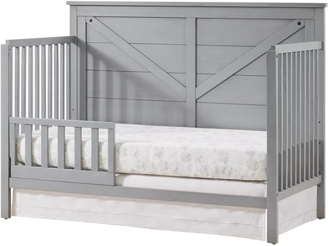 Pemberly Row Modern Farmhouse Wood Guard Rail in Gray Finish