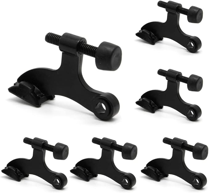 6 Pack Hinge Pin Black Door Stopper, Adjustable Heavy Duty Hinge Pin Door Stop with Black Rubber Bumper Tips