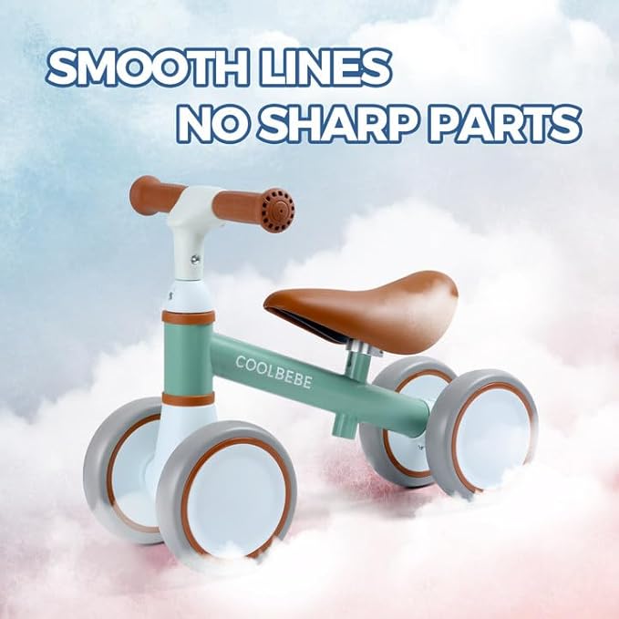 COOLBEBE Baby Balance Bike for 1 Year Old Boys Girls Gift, 2 Year Old Toddler Balance Bike with 4 Silent Wheels, One Year Old Birthday Gift Children for 12M-36M Pre-School