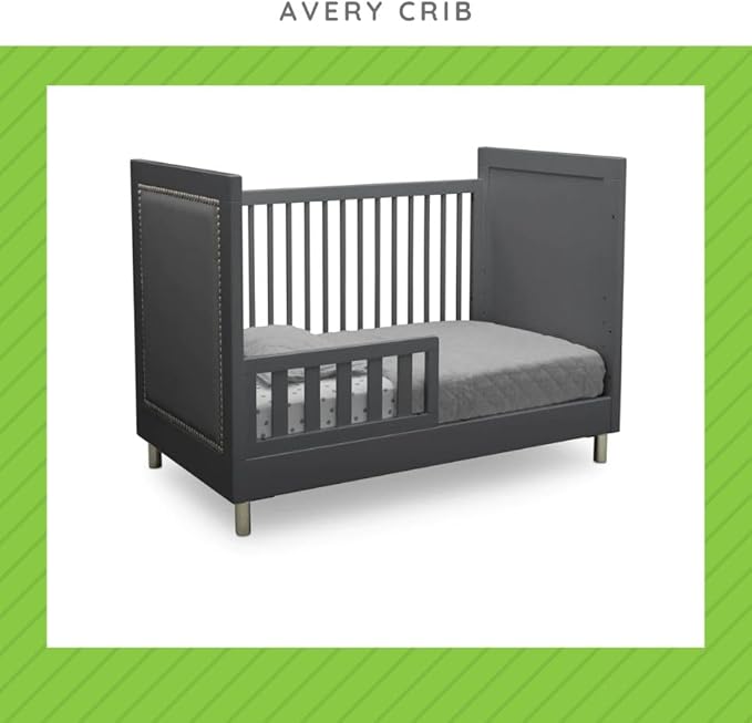 Toddler Bed Safety Guard Rail Compatible with Delta Children Convertible Cribs - Solid Wood for Convertible Crib to Toddler Bed Conversion - Safety Rail for Children (Charcoal Grey - 029, #0094)