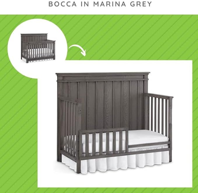 Toddler Bed Safety Guard Rail for Dolce Babi Convertible Cribs - Solid Wood Rail for Convertible Crib to Toddler Bed Conversion - Safety Bed Rail for Children (Marina Grey)