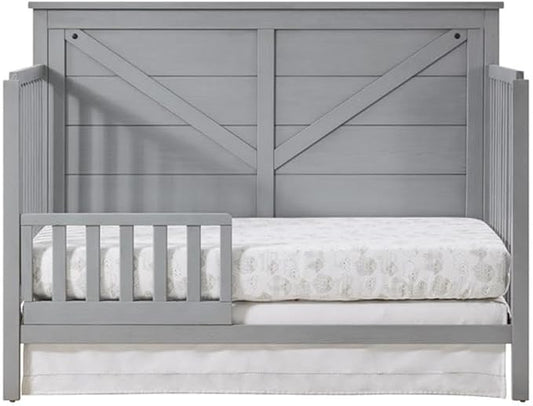 Pemberly Row Modern Farmhouse Wood Guard Rail in Gray Finish