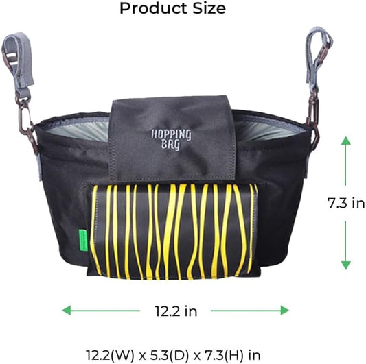 carrotez Universal Stroller Caddy – Large Capacity Organizer with Cup Holders & Front Wipes Pocket