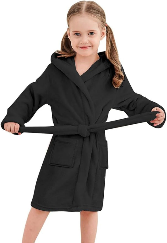 Umeyda Girls & Women Fleece Hooded Robes, Soft Fuzzy Bathrobe Warm Plush Fluffy Bath Robe for Kids Womens
