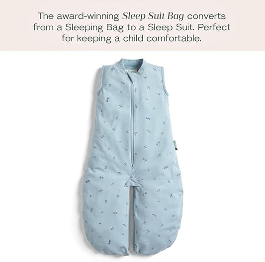 ergoPouch Sleep Suit Bag 1.0 TOG – Baby Sleep Sack & Wearable Blanket, 2-in-1 Convertible Sack to Suit with Legs for Safe Movement, Regulates Temperature Overnight, Unisex (4-6 Years, Dragonflies)