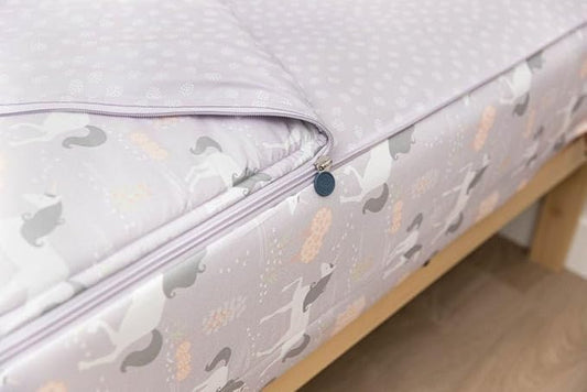 Beddy's Fairytale Unicorn Girls Durable Zipper Bedding for Kids, Bed in a Bag, Purple Sheets & Comforter with Unicorns Design, Includes Pillowcase & Pillow Sham Easy to Make & Wash