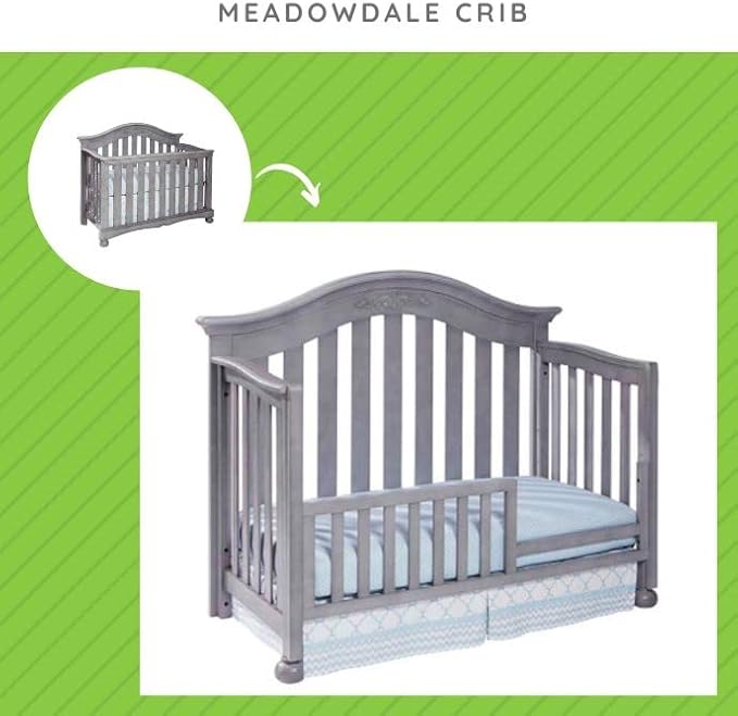 Toddler Bed Safety Guard Rail for Westwood Design Convertible Cribs - Solid Wood Rail for Convertible Crib to Toddler Bed Conversion - Safety Rails for Children's Beds (Cloud, Meadowdale)