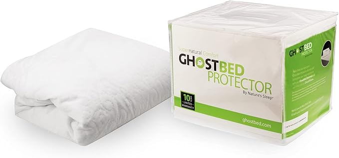 GhostBed Water Resistant Mattress Protector Cover - Noiseless, Lightweight, Breathable and Plastic-Free - Full White