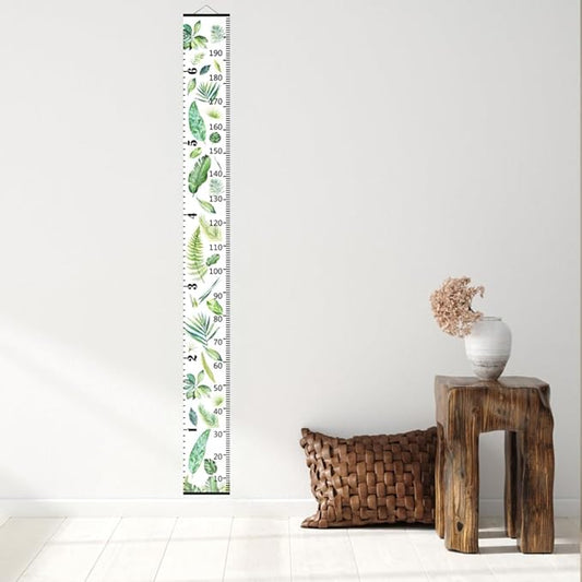 Nustila Green Plants Growth Chart for Kids Baby Height Chart Ruler Removable Canvas Wooden Frame Hanging Wall Rulers Measurement Charts for Toddler Room Nursery Decor - 79"X7.9" with Black Wood