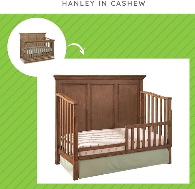 Toddler Bed Safety Guard Rail for Westwood Design Convertible Cribs - Solid Wood Rail for Convertible Crib to Toddler Bed Conversion - Safety Rails for Children's Beds (Cashew, Hanley Crib)