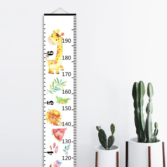 Baby Growth Chart for Wall - Height Chart for Kids Nursery Decor Wall Hanging Measurement Ruler with Black Wood Scroll Toddlers Room Decor Birthday Christmas Gifts for Boys Girls 79"X7.9" (Giraffe)