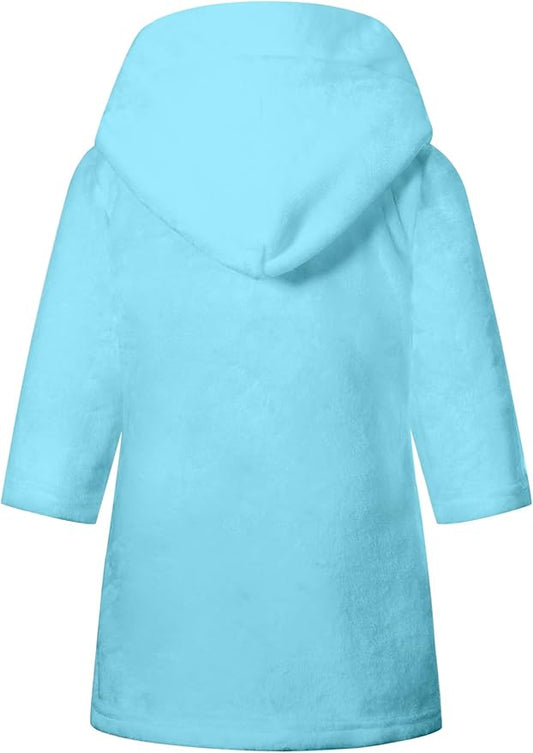 Girls Fleece Hooded Robes, Kids Soft Premium Fuzzy Bathrobe for Gifts, 2-12 Years
