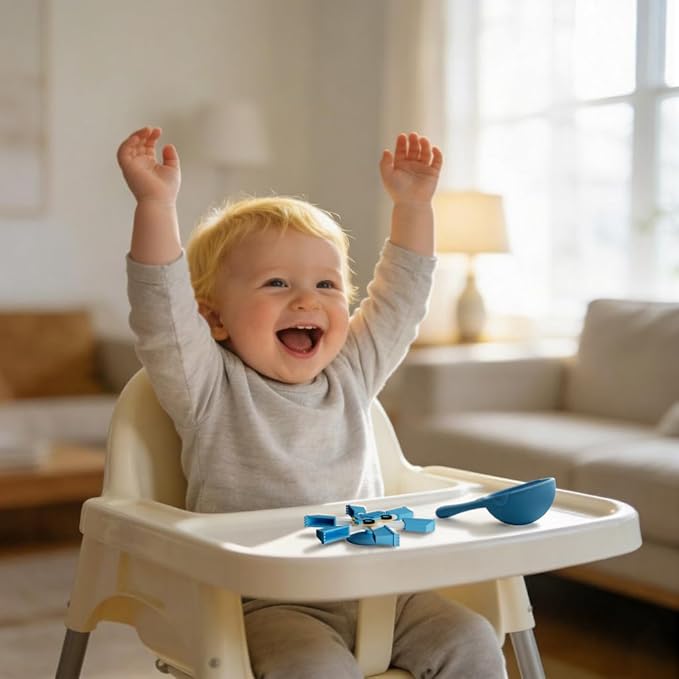Bathtub Suction Spinner Toys - Silicone Bath & High Chair Truck Shape Sensory Toy for Babies & Toddlers, Novelty Spinners with Suction Cup, Car Window Travel Toys(Blue)
