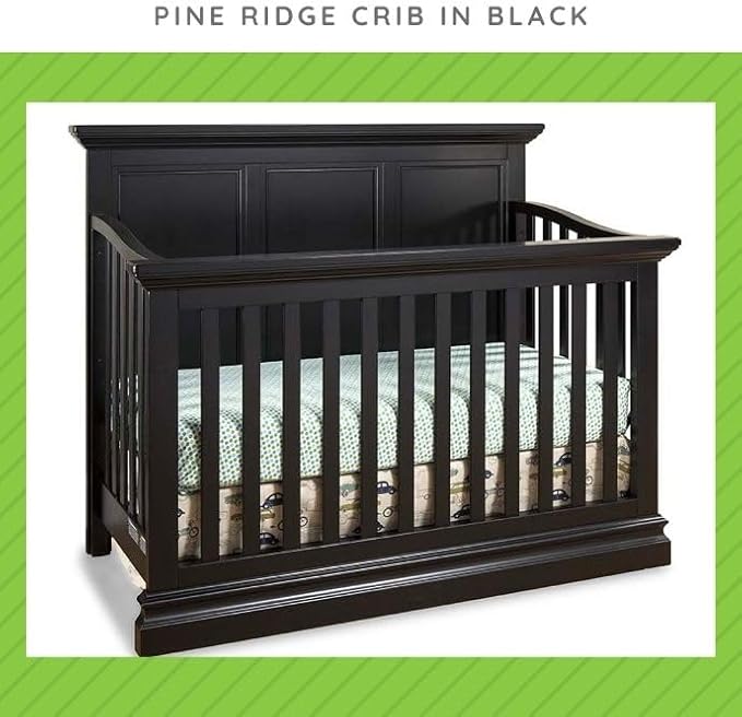 Toddler Bed Safety Guard Rail for Westwood Design Convertible Cribs - Solid Wood Rail for Convertible Crib to Toddler Bed Conversion - Safety Rails for Children's Beds (Black, Pine Ridge Crib)