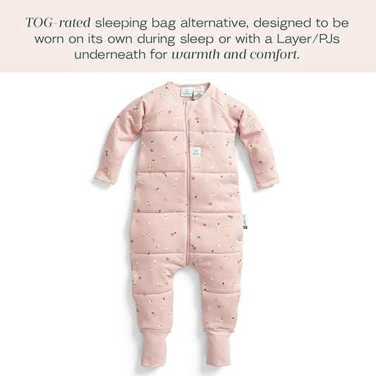ergoPouch Sleep Onesie 2.5 TOG – Warm Baby Romper & Sleep Layer with Full-Zip, Guarding Against Blankets, Breathable & Movement-Friendly, Ideal for Transitional Sleeping (2-3 Years, Daisies)