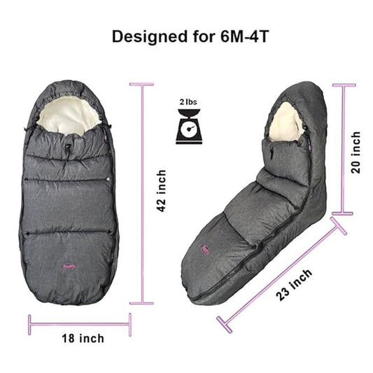 funlife Anti-Kick Waterproof High Performance Winter Stroller Footmuff Fits All Travel Gear,Front Piece Height Adjustable and Removable,M6-4T
