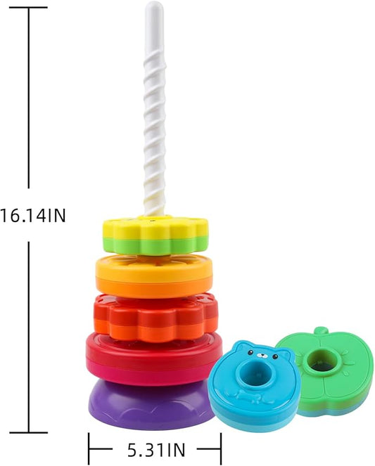 LBAIBB Spinning Stacking Toys,Spin Toy for Toddlers 1-3,Montessori Toys for 1 Year Old,Rainbow Spin Tower,Autism Sensory Learning Toy,Suitable for Gifts for Boys and Girls
