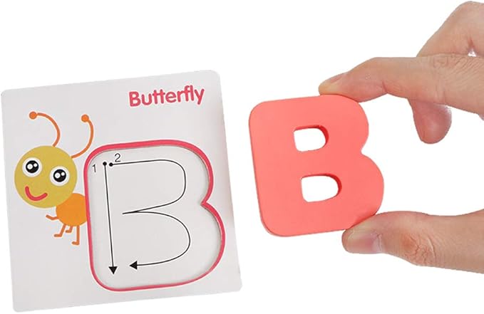 26 Pcs Wooden Letters Card Numbers Alphabets ABC Flash Cards Set Animal Color Cognition Matching Puzzle Game
