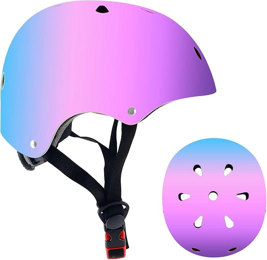 Adjustable Color Gradient Toddler Kids Bike Helmet for 3-5-8-14+Ages Girls Boys.Skateboard Bicycle Toddler Helmet 2-4 Years for Multi-Sports Cycling Scooter Inline Roller Skates Rollerblading