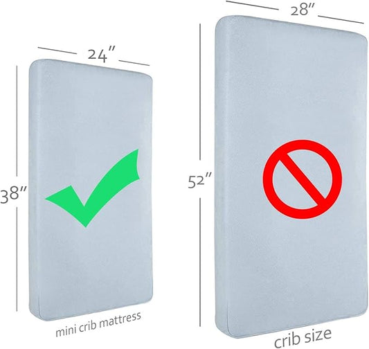 Waterproof Mini Crib Mattress Pad Sheets Fitted, Cotton Fabric Mini Crib Protector, Fits Dream On Me Folding Playard Mattress, Baby Playard Sheets Cover