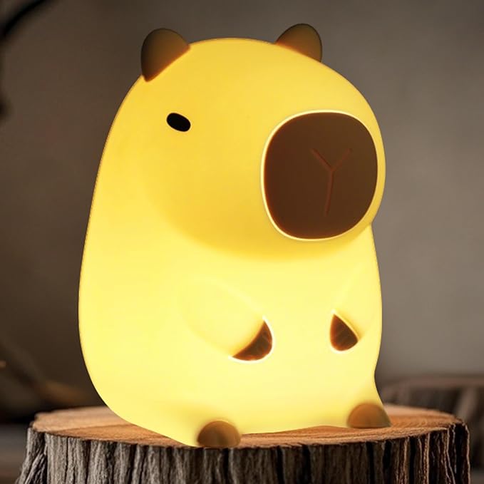 FAMIDUO Capybara Night Light for Kids - Safe Squishy Silicone Nursery Light with Timer,Dimmable & Rechargeable Touch Bedside Lamp, Cute Capybara Gift for Boys Girls Toddlers, Baby & Kids Room Decor