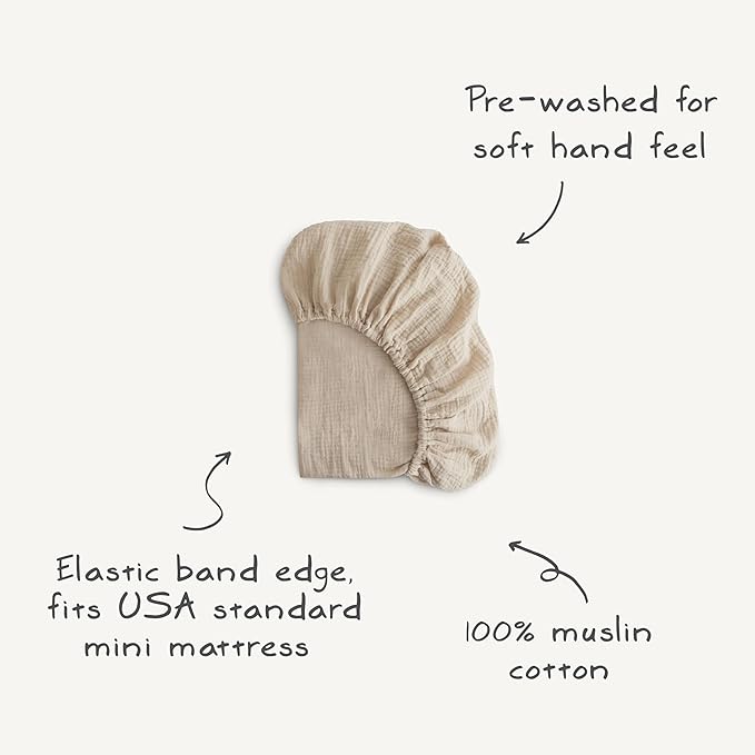 mushie Extra Soft Muslin Fitted MINI Crib Sheet | 24"x 38" (Bloom)