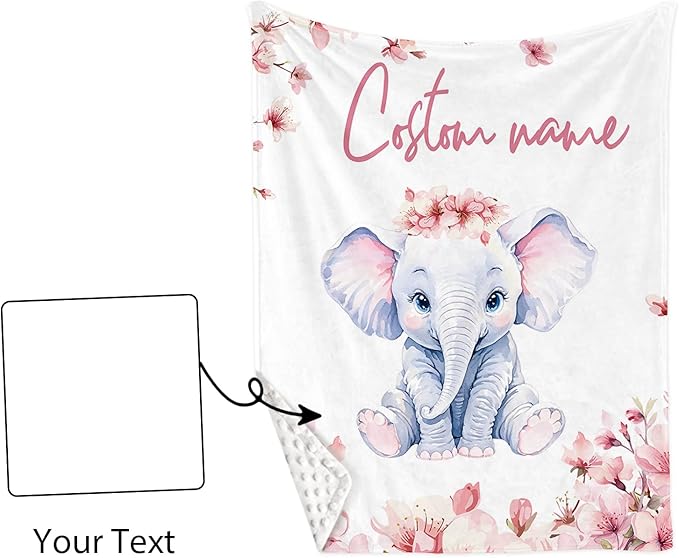 Personalized Baby Crib Bedding Set: 4 Piece Custom Pink Flower Elephant Crib Bed Set with Name, Nursery Bedding Set for Baby Girls, Newborn Boys Crib Sets, Crib Bedding Custom Gift, Crib Sheet
