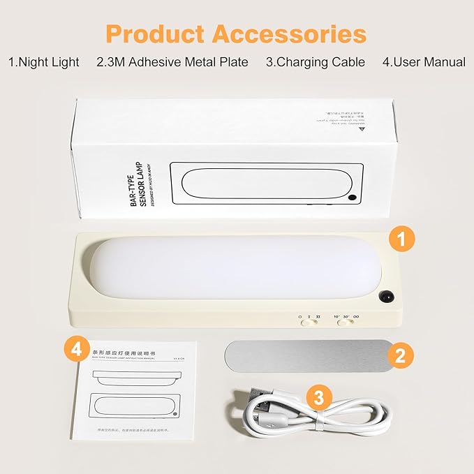ICARER FAMILY Under Cabinet Lighting, USB-C Rechargeable 2700K Dimmer LED Battery Operated Under Counter Lights Stick On Magnetic Wireless Closet Lights for Desk, Stairs, Wardrobe, Wine Cabinet