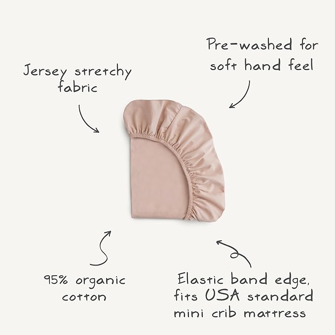 mushie Stretchy & Soft Mini Crib Sheet | Fitted 24" x 38" (Natural)