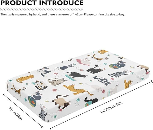 Different Cats Poses Baby Crib Sheets Fitted Crib Sheets Kid Crib Fitted Sheets Crib Cover Single Pack 28"x52" for Boys Girls